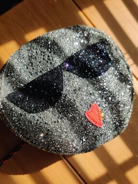 Crewcuts Silver Glitter Emoji Purse with Black Sunglasses